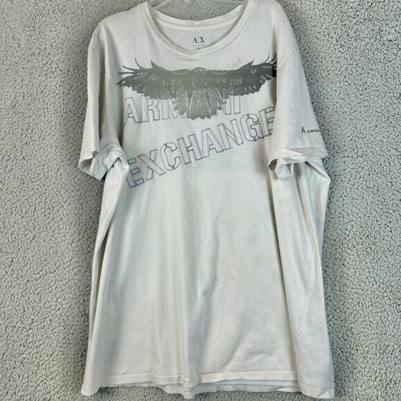 Armani Exchange Tee Shirt Y2K Mens XL White Short Sleeve embroidered Logo - Picture 1 of 5